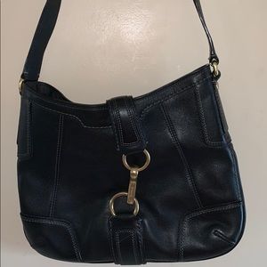 Black leather coach shoulder bag
